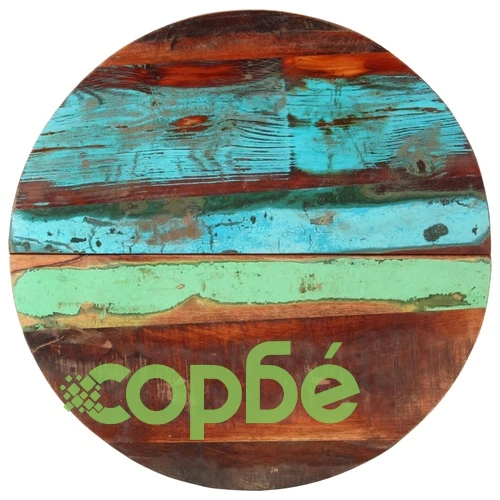 Кръгъл плот за маса, 60 см, 25-27 мм, регенерирано дърво масив ➤ топ цена ➤ sorbe.bg