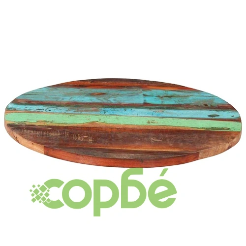 Кръгъл плот за маса, 60 см, 25-27 мм, регенерирано дърво масив ➤ топ цена ➤ sorbe.bg