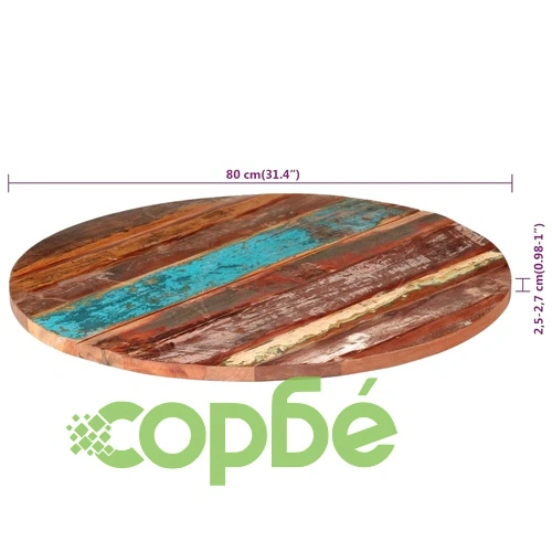 Кръгъл плот за маса, 80 см, 25-27 мм, регенерирано дърво масив ➤ топ цена ➤ sorbe.bg