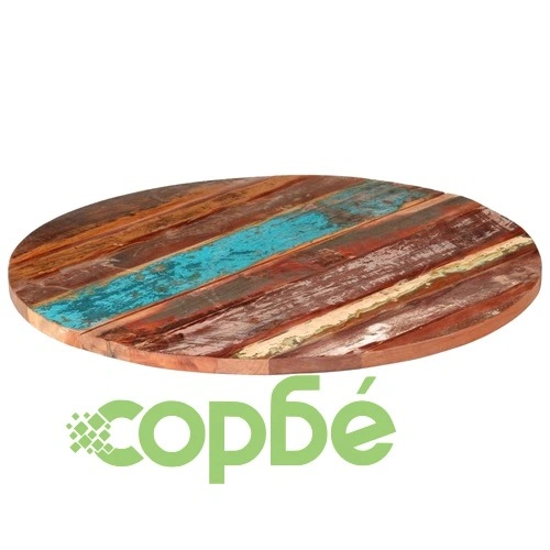Кръгъл плот за маса, 80 см, 25-27 мм, регенерирано дърво масив ➤ топ цена ➤ sorbe.bg