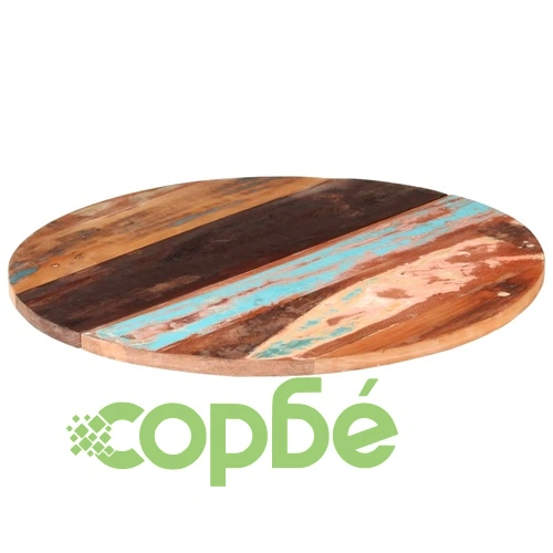 Кръгъл плот за маса, 80 см, 25-27 мм, регенерирано дърво масив ➤ топ цена ➤ sorbe.bg