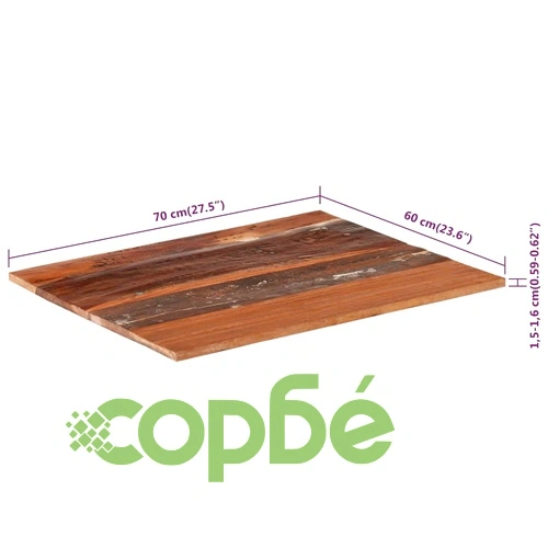 Правоъгълен плот за маса, 60x70 см, 15-16 мм, регенериран масив ➤ топ цена ➤ sorbe.bg