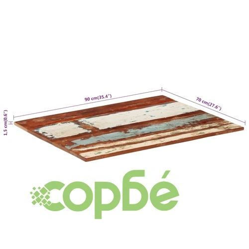 Правоъгълен плот за маса, 70x90 см, 15-16 мм, регенериран масив ➤ топ цена ➤ sorbe.bg