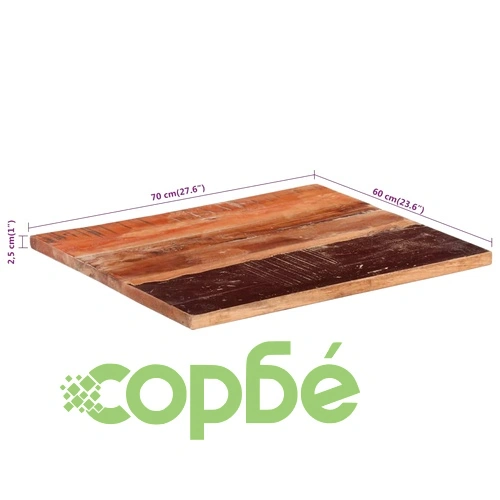 Правоъгълен плот за маса, 60x70 см, 25-27 мм, регенериран масив ➤ топ цена ➤ sorbe.bg