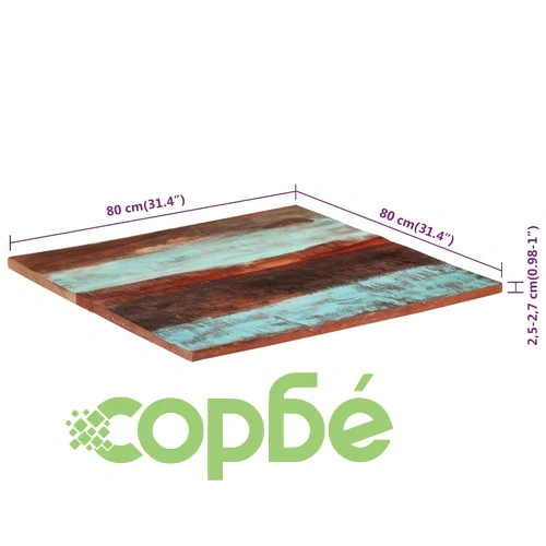Квадратен плот за маса, 80x80 см, 25-27 мм, регенериран масив ➤ топ цена ➤ sorbe.bg