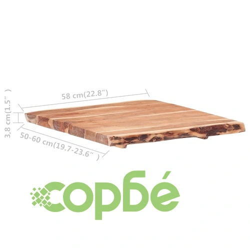 Плот за маса, акациево дърво масив, 58x(50-60)x3,8 cм ➤ топ цена ➤ sorbe.bg