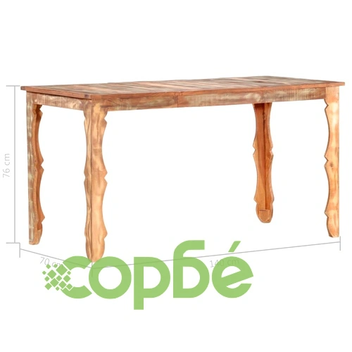 Трапезна маса, 140x70x76 см, регенерирано дърво масив ➤ топ цена ➤ sorbe.bg