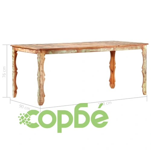 Трапезна маса, 180x90x76 см, регенерирано дърво масив ➤ топ цена ➤ sorbe.bg