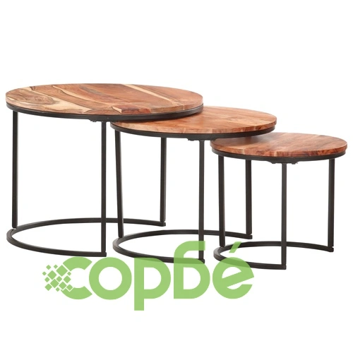 Стифиращи маси, 3 бр, акация масив ➤ топ цена ➤ sorbe.bg