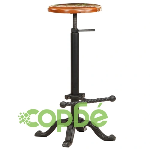 Бар табуретки, 2 бр, чугун и регенерирана дървесина масив ➤ топ цена ➤ sorbe.bg