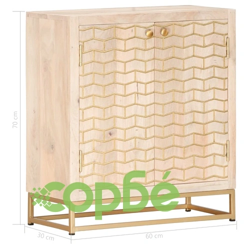 Бюфет, златист, 60x30x70 см, мангово дърво масив ➤ топ цена ➤ sorbe.bg