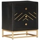 Нощно шкафче, черно и златисто, 40х30х50 см, манго масив