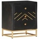 Нощно шкафче, черно и златисто, 40х30х50 см, манго масив