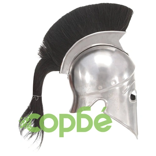 Гръцки военен шлем, антична реплика, ЛАРП, сребрист, стомана ➤ топ цена ➤ sorbe.bg