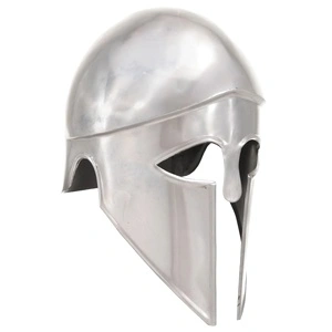 Гръцки военен шлем, антична реплика, ЛАРП, сребрист, стомана