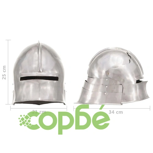 Средновековен рицарски шлем антик реплика ЛАРП сребрист стомана ➤ топ цена ➤ sorbe.bg