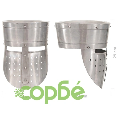 Средновековен рицарски шлем антик реплика ЛАРП сребрист стомана ➤ топ цена ➤ sorbe.bg