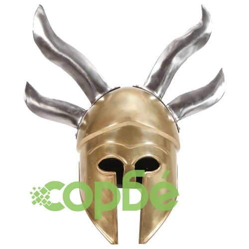 Гръцки военен шлем антична реплика ЛАРП месингов цвят стомана ➤ топ цена ➤ sorbe.bg