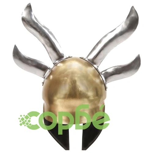 Гръцки военен шлем антична реплика ЛАРП месингов цвят стомана ➤ топ цена ➤ sorbe.bg