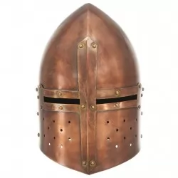 Средновековен рицарски шлем антик реплика ЛАРП цвят мед стомана