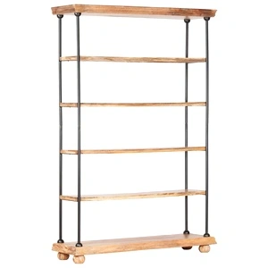 Етажерка за книги с 5 рафта 120x35x180 см манго масив и стомана