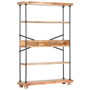 Етажерка за книги с 4 рафта 120x35x180 см манго масив и стомана