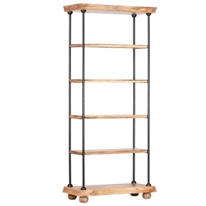 Етажерка за книги с 5 рафта 80x35x180 см манго масив и стомана