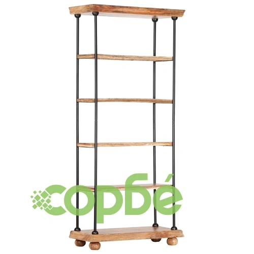 Етажерка за книги с 5 рафта 80x35x180 см манго масив и стомана ➤ топ цена ➤ sorbe.bg