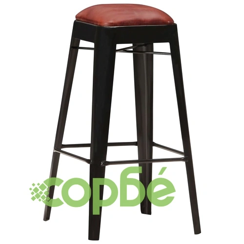 Бар табуретки, 2 бр, черни, естествена кожа ➤ топ цена ➤ sorbe.bg