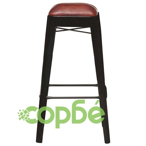 Бар табуретки, 2 бр, черни, естествена кожа ➤ топ цена ➤ sorbe.bg