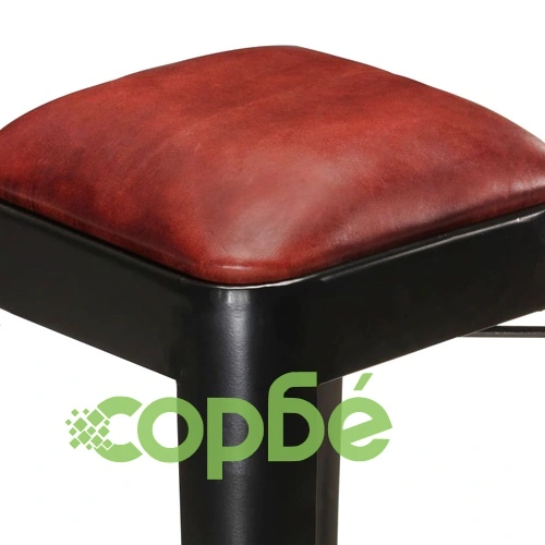 Бар табуретки, 2 бр, черни, естествена кожа ➤ топ цена ➤ sorbe.bg