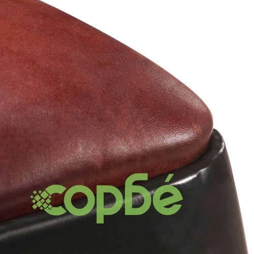 Бар табуретки, 2 бр, черни, естествена кожа ➤ топ цена ➤ sorbe.bg