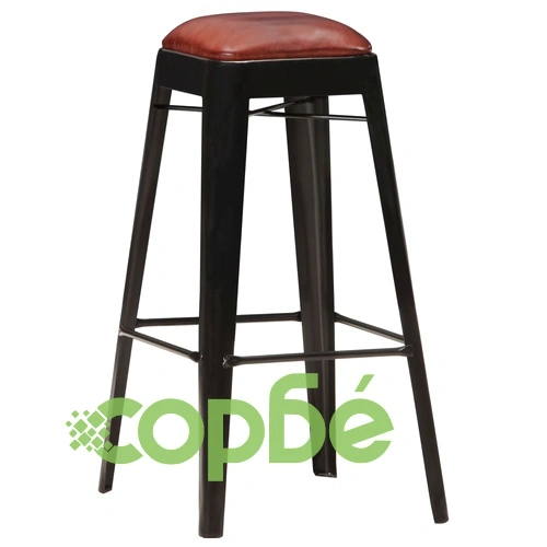 Бар табуретки, 2 бр, черни, естествена кожа ➤ топ цена ➤ sorbe.bg