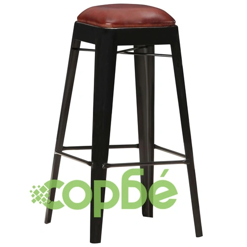 Бар табуретки, 2 бр, черни, естествена кожа ➤ топ цена ➤ sorbe.bg