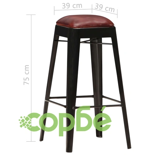 Бар табуретки, 4 бр, черни, естествена кожа ➤ топ цена ➤ sorbe.bg