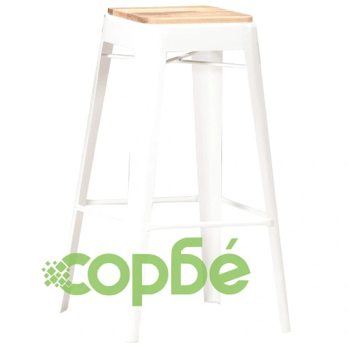 Бар табуретки, 4 бр, бели, мангово дърво масив ➤ топ цена ➤ sorbe.bg