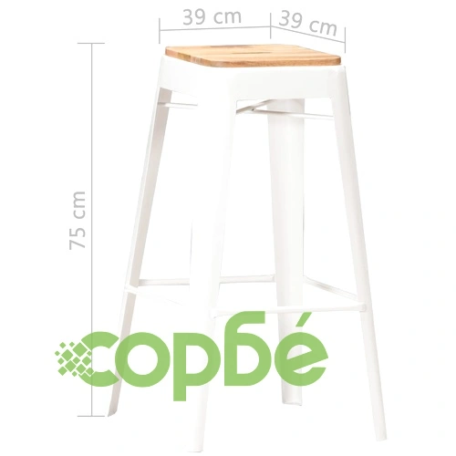 Бар табуретки, 4 бр, бели, мангово дърво масив ➤ топ цена ➤ sorbe.bg