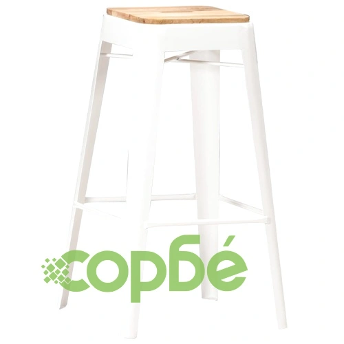 Бар табуретки, 4 бр, бели, мангово дърво масив ➤ топ цена ➤ sorbe.bg