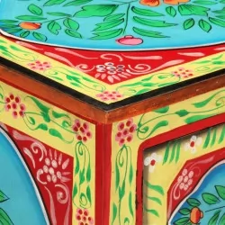 Ръчно рисувано нощно шкафче, 40х30х50 см, манго масив