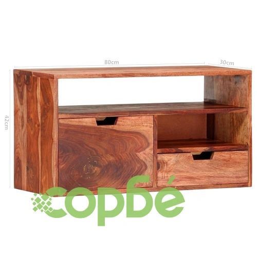 ТВ шкаф, 80x30x42 cм, шишамово дърво масив ➤ топ цена ➤ sorbe.bg