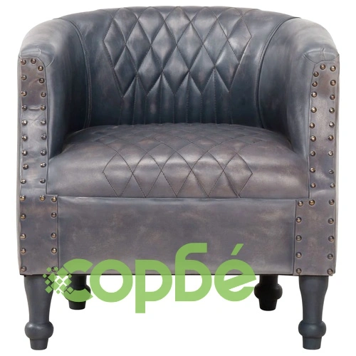 Фотьойл, сив, 62x58x65 cм, естествена кожа ➤ топ цена ➤ sorbe.bg