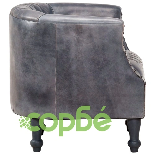 Фотьойл, сив, 62x58x65 cм, естествена кожа ➤ топ цена ➤ sorbe.bg