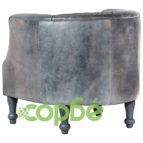 Фотьойл, сив, 62x58x65 cм, естествена кожа ➤ топ цена ➤ sorbe.bg