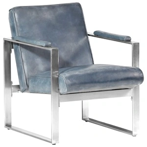 Фотьойл, сив, 60x73x77 cм, естествена кожа