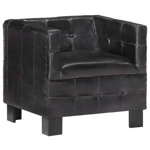 Фотьойл, черен, естествена кожа