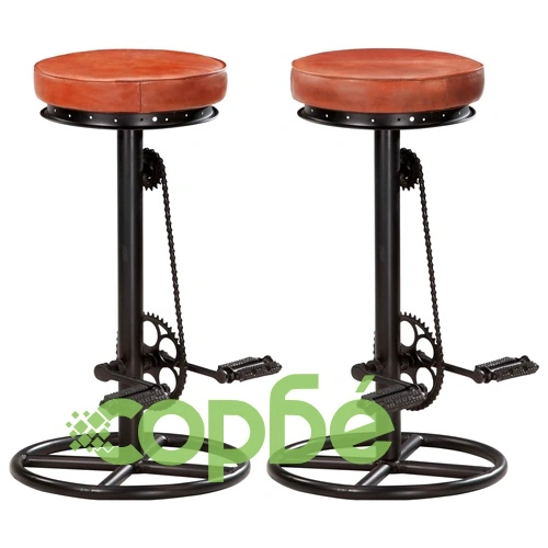 Бар табуретки, 2 бр, черно и кафяво, козя кожа ➤ топ цена ➤ sorbe.bg