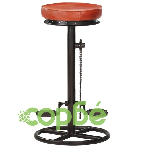 Бар табуретки, 2 бр, черно и кафяво, козя кожа ➤ топ цена ➤ sorbe.bg