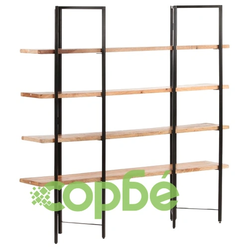 Библиотека с 4 нива, 160x35x160 см, манго масив ➤ топ цена ➤ sorbe.bg