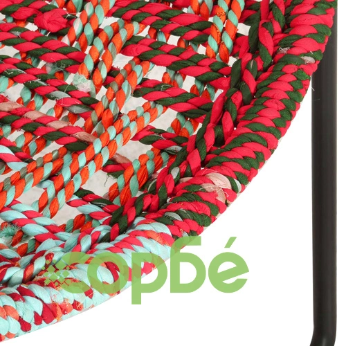 Кръгъл стол, многоцветен, chindi плат ➤ топ цена ➤ sorbe.bg