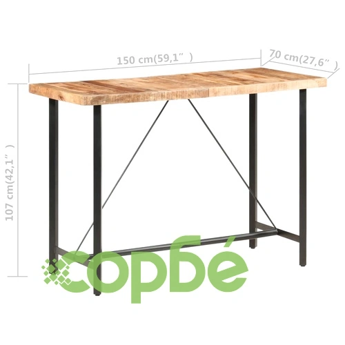 Бар маса, 150x70x107 cм, груба мангова дървесина ➤ топ цена ➤ sorbe.bg